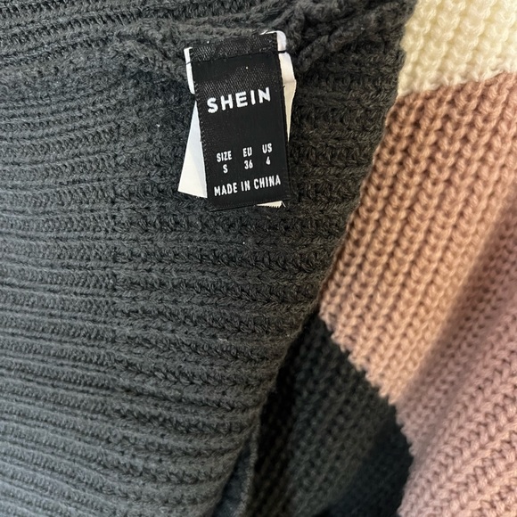 SHEIN Women's Color Block Sweater - Gray, Pink, and Cream - Picture 3 of 3